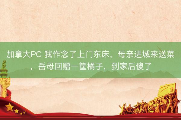 加拿大PC 我作念了上门东床，母亲进城来送菜，岳母回赠一筐橘子，到家后傻了