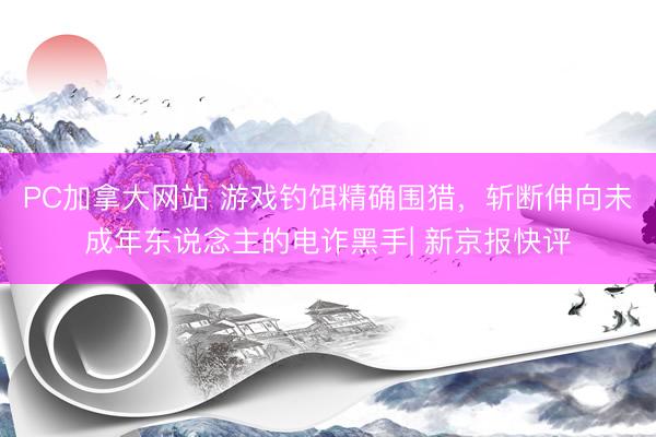 PC加拿大网站 游戏钓饵精确围猎，斩断伸向未成年东说念主的电诈黑手| 新京报快评