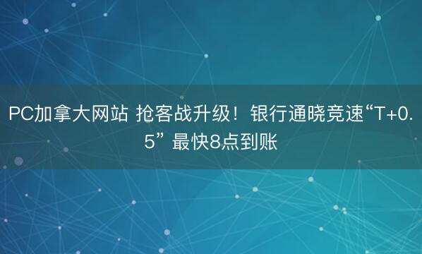 PC加拿大网站 抢客战升级！银行通晓竞速“T+0.5” 最快8点到账