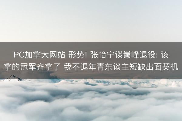 PC加拿大网站 形势! 张怡宁谈巅峰退役: 该拿的冠军齐拿了 我不退年青东谈主短缺出面契机