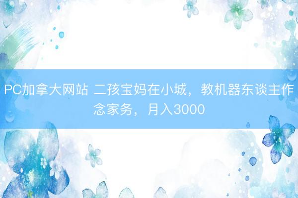 PC加拿大网站 二孩宝妈在小城，教机器东谈主作念家务，月入3000