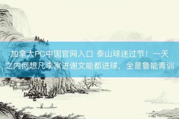 加拿大PC中国官网入口 泰山球迷过节！一天之内何想凡李家进谢文能都进球，全是鲁能青训
