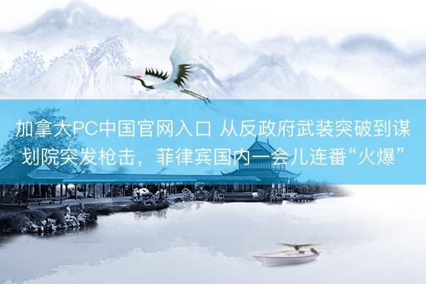加拿大PC中国官网入口 从反政府武装突破到谋划院突发枪击，菲律宾国内一会儿连番“火爆”