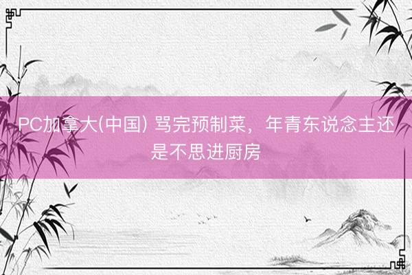 PC加拿大(中国) 骂完预制菜，年青东说念主还是不思进厨房