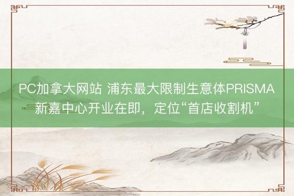 PC加拿大网站 浦东最大限制生意体PRISMA新嘉中心开业在即，定位“首店收割机”