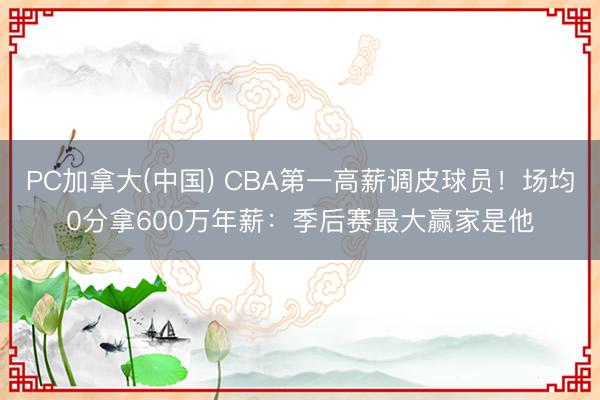 PC加拿大(中国) CBA第一高薪调皮球员！场均0分拿600万年薪：季后赛最大赢家是他