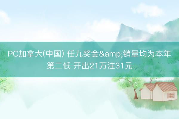 PC加拿大(中国) 任九奖金&销量均为本年第二低 开出21万注31元