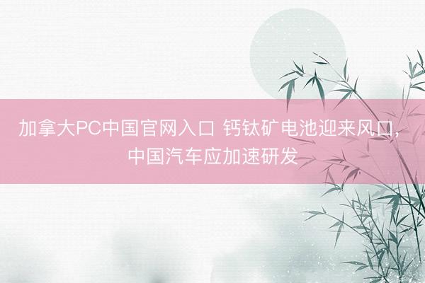 加拿大PC中国官网入口 钙钛矿电池迎来风口， 中国汽车应加速研发