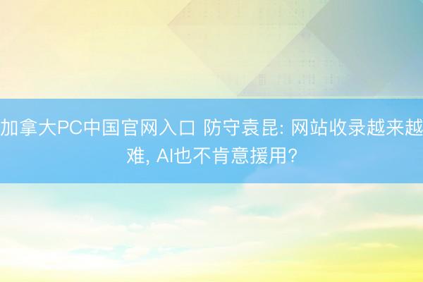 加拿大PC中国官网入口 防守袁昆: 网站收录越来越难， AI也不肯意援用?