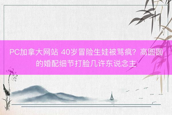 PC加拿大网站 40岁冒险生娃被骂疯？高圆圆的婚配细节打脸几许东说念主