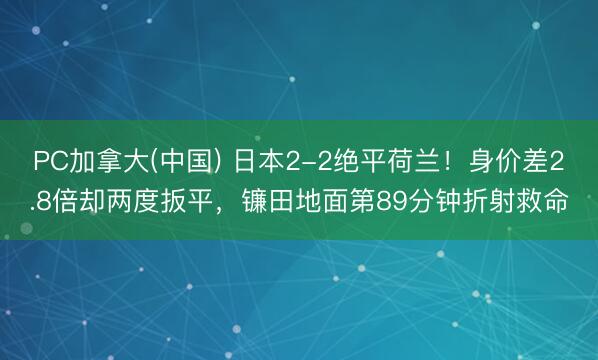 PC加拿大(中国) 日本2-2绝平荷兰!身价差2.8倍却两度扳平,镰田地面第89分钟折射救命