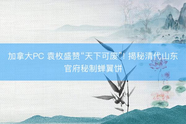 加拿大PC 袁枚盛赞“天下可废”! 揭秘清代山东官府秘制蝉翼饼